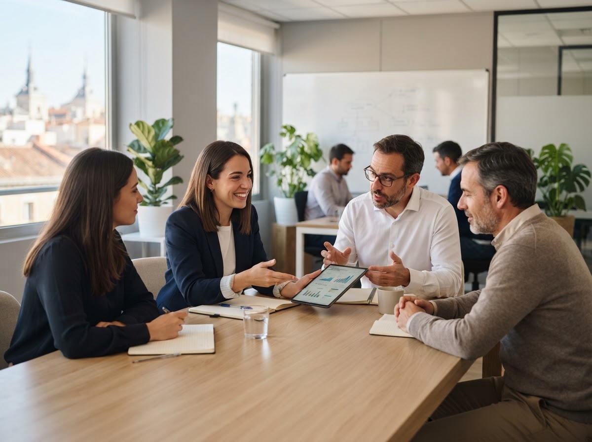 Equipo de Digna Invercia revisando análisis de datos financieros en un entorno de oficina